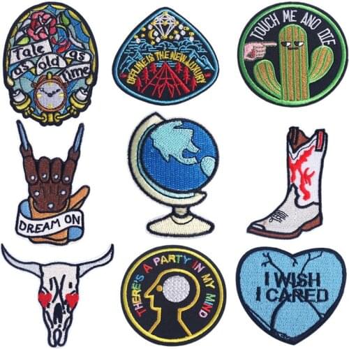 Punk Skull Patch Embroidered/Punk Patches For Clothing Iron Patches On Clothes DIY Ness Monster Patch UFO Sticker Accessory