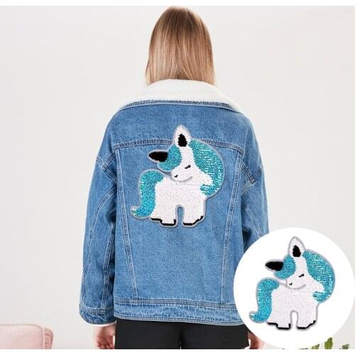 Unicorn Reversible Sequin Patches Sew on Sticker for Clothes Big Applique Clothing Stickers Unicorn Patch for Backpack Jacket