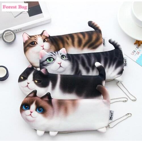 New Cute Cat Face Printed Zipper Coin Purses For Kids Students Pencil Case Cartoon Wallet Bag Coin Pouch Children Purse Holder