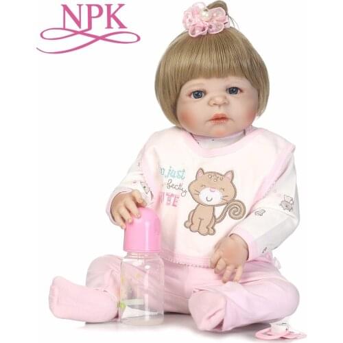 NPK 55cm full body Silicone reborn Baby Doll Girl Newbron Lifelike Baby-Reborn Princess Doll Christmas Gift for girl pink