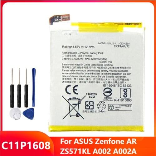 Original Replacement Phone Battery C11P1608 For ASUS Zenfone AR ZS571KL A002 A002A Genuine Rechargable Batteries 3300mAh