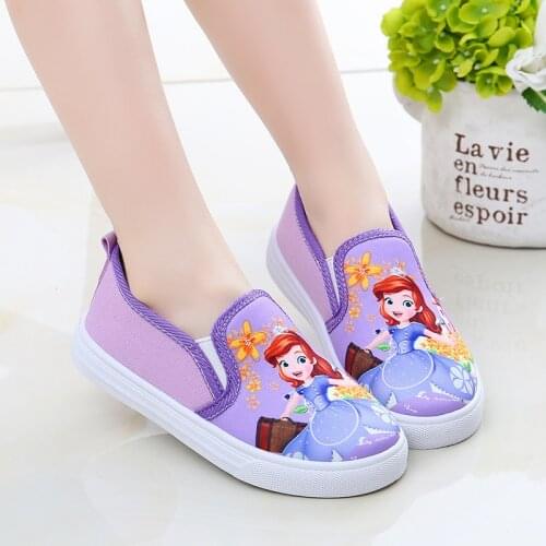 Disney cartoon princess canvas shoes childrens new Sophia lace-up spring and autumn girls cute sneakers student casual shoes