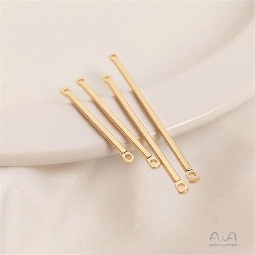14K Gold Filled Accessories double hole connecting rod rectangular tube double hanging DIY hand stick ear stick head accessories
