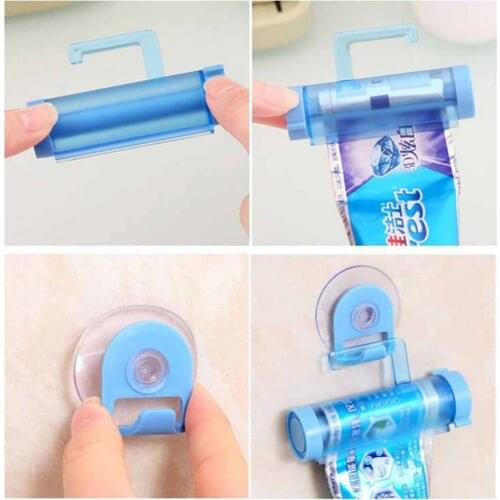 Rolling Tube Squeezer Toothpaste Dispenser Sucker Holder Dental Cream Bathroom Manual Syringe Gun Plastic Dispenser