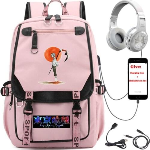 USB Charging teenagers Laptop packsack anime Tokyo Ghoul backpack student School book Bag Women men Travel Backpack