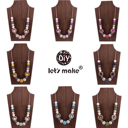 Lets Make Silicone Beads Crochet Beads Wooden Teether DIY Bracelet And Necklace Nursing Baby Products Chew Toys Baby Teether