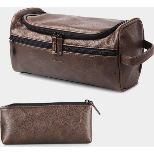Mens Vintage Pu Leather Washing Storage Bag Large & Portage Travel Makeup Toiletry Bag For Women Neceser Mujer Neceser Hombre