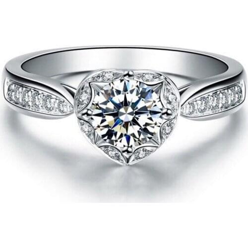 Test Positive 1Ct 6.5mm D-Color Round Cut Moissanite Diamond Ring Platinum 950 Engagement Ring for Women Gorgeous Ring