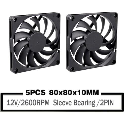 5Pcs/Lot YOUNUON DC 12V 80mm 80x80x10mm Computer Case Brushless Axial Cooling Fan 8cm 8010S PC Laptop CPU Heatsink Cooler Fan