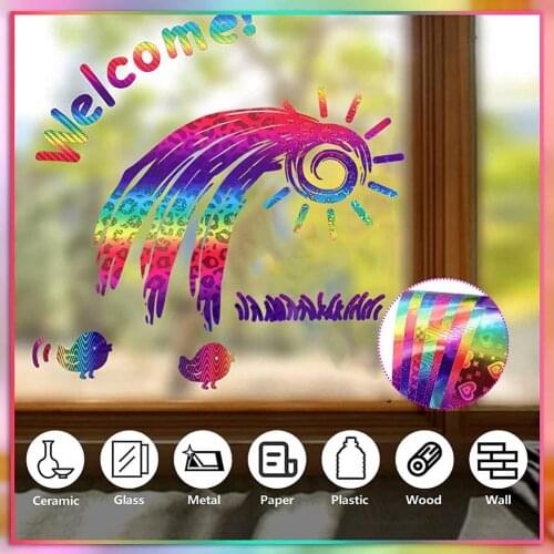 Reflective Rainbow Holographic Rainbow Adhesive Self-Adhesive Vinyl Roll Craft Vinyl For Signs Letters Cricut Decal Dropship Hot