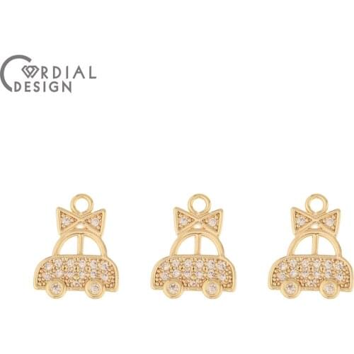 Cordial Design 20Pcs 10*13MM Jewelry Accessories/Pendant For Necklaces/Genuine Gold Plating/Hand Made/Earring Findings/CZ Charms