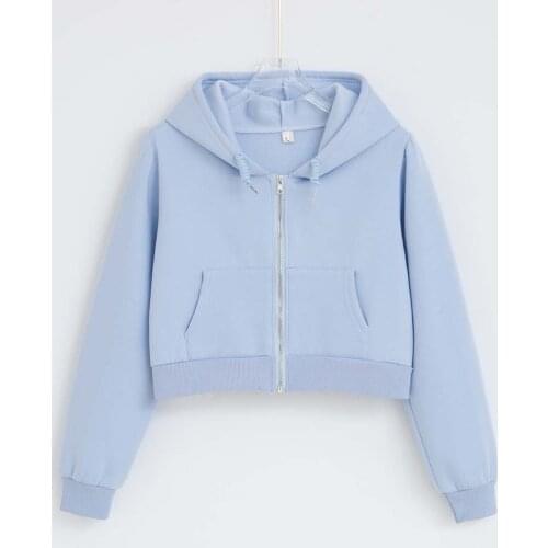 Y2k Clothes Zip Hoodie Cotton Women Cropped Long Sleeve Black Top Vintage Pullover Drop Shoulder Zip Up Drawstring Crop Hoodies