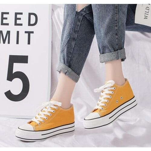 Height Increasing 5CM Wedges Black Female Sneakers Putih New Womens Trainers White Canvas Shoes Women Zapatillas Deportivos