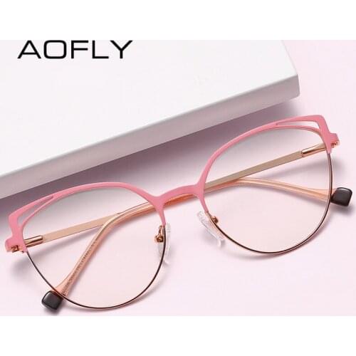 AOFLY Blue Light Glasses Women Cat Eye Decorative Eyewear Ladies Optical Eyeglass Prescription Frame Clear Computer Glasses