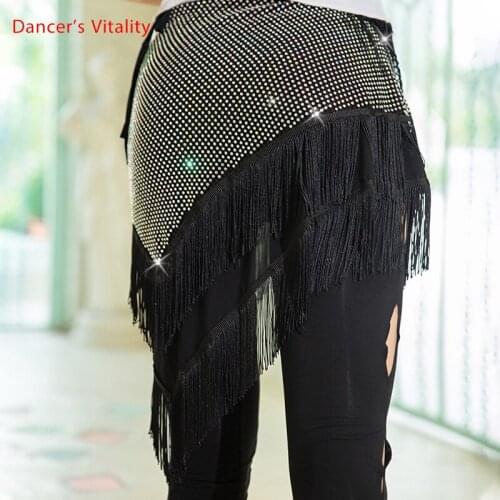 Belly Dance Hip Scarf Diamond-Studded Tassel Skirt Practice Clothes Oriental Dancing Female Adult High-end Performance Clothing