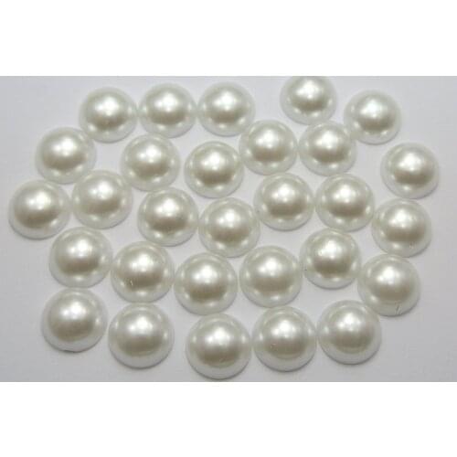 100 Pure White Half Pearl Bead 12mm Flat Back Scrapbook Craft