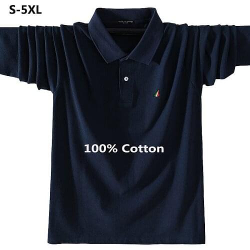 100% Cotton High Quality Spring Autumn Classic Mens Long sleeve Polos shirts Casual Lapel Male Tops Fashion Polos Hommes S-5XL