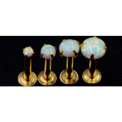 40pcs Titanium Round Opal Gem 316L Stainless Steel Ear Tragus Labret Lip Bar Piercing Bars Stud Ring Jewelry Body