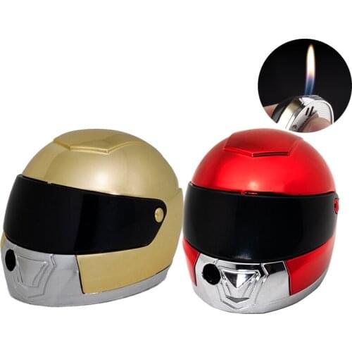50pcs/lot Cool Lighter Creative Helmet Shaped Flame Gas Mini Lighters Funny Gift Collection for Men Cigarette Igniter