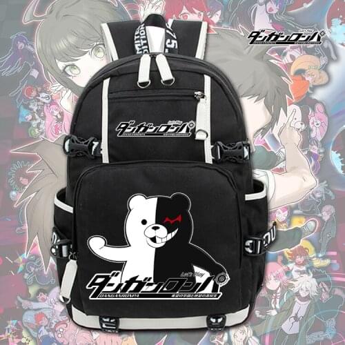 Anime Black Backpack Danganronpa Monokuma School Bags Laptop Shoulder Travel Bags Teenagers Rucksack Gift Mochilas