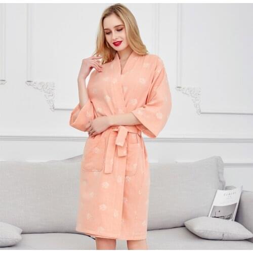 Spring Summer Thin Section Ladies 100% Cotton Bathrobe Double Gauze Japanese Yukata Jacquard Couple Nightgown Home Beauty SPA