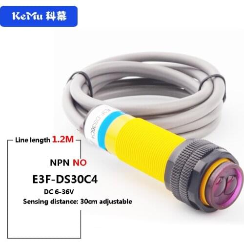 Free Shipping E3F-DS30C4 proximity switch DC 9-36V 3 Wire NPN IR Photoelectric Sensor diffuse photoelectric switch 30cm