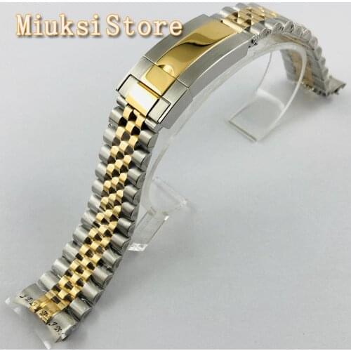 Gold plated Jubilee 20mm stainless steel sterile solid stainless steel strap for watch band fit 40mm watch