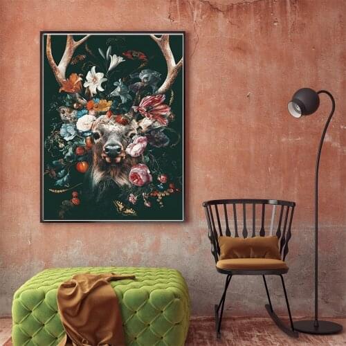 DIY Painting By Numbers Deer With Flowers Paint Kits Oil Painting Coloring By Numbers On Canvas Pictures Painting Unique Gift