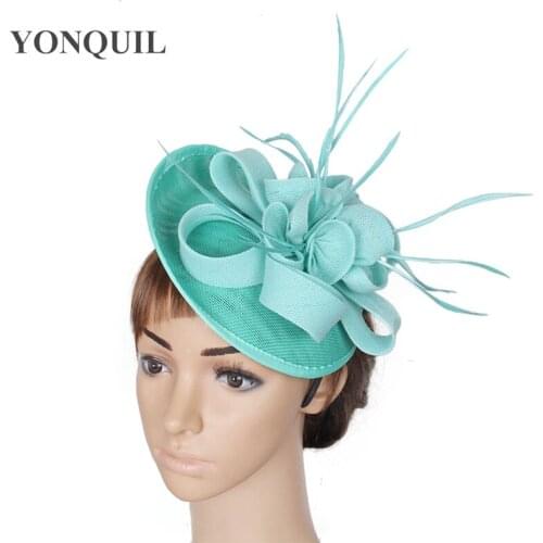 Emerald Green Church Headwear Imitation Sinamay Fascinators Hats Wedding Hair Accessories Bridal Headpieces High Quality