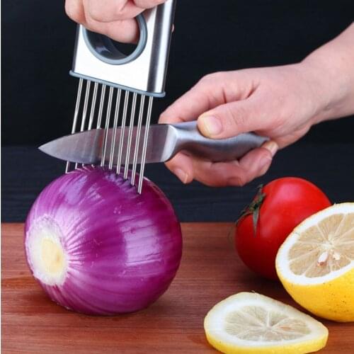 Creative Onion Slicer Stainless Steel Loose Meat Needle Tomato Potato Vegetables Fruit Cutter Safe Aid Tool Kitchen Gadgets