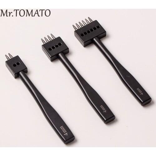 Mr.tomato Round Row Punch stitched leather tool punching spacing 4mm 5mm 2/4/6 tooth Leather Craft Prong Stitching Cutter