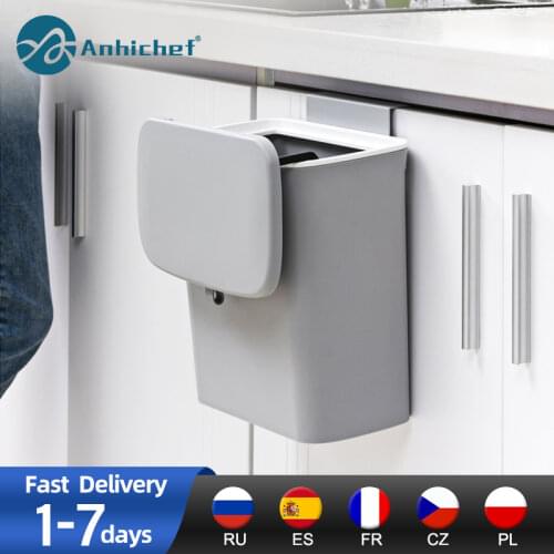 9L Trash Can For Kitchen Wall Mounted With Lid Bucket Garbage Recycle Rubbish Bin For Kitchen Dustbin Bathroom Waste Bin