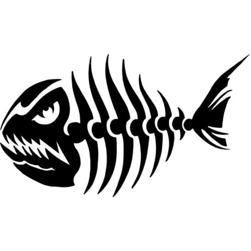17.8*10CM Fish Skeleton Personality Car Body Decals Funny Cartoon Motorcycle Decorative Stickers Black/Sliver C6-0622