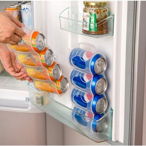 New Transparent Drink Bottle Fridge Organizer Case Clear Container High Quality 4 Holes Plastic Cans Kitchen Storage Box