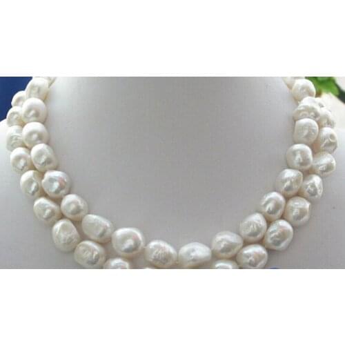 9-10MM WHITE BAROQUE FRESHWATER CULTURED PEARL NECKLACE 32"