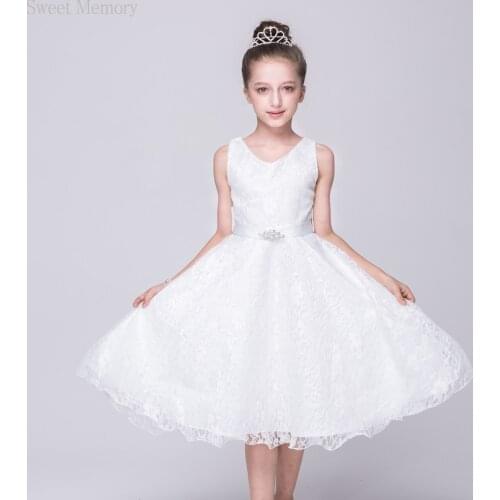 M054 For Age 3-12 Years Flower Girls Dresses Lovely Princess Dress Tulle Lace With Bow White Blue Purple Black Wine Red Robes