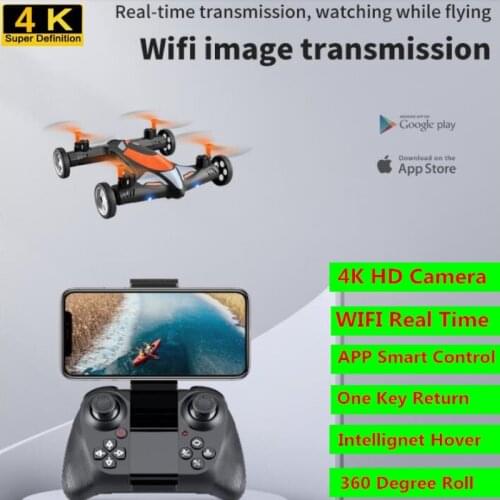 WIFI 4K Real Time Land Air-ground Remote Control RC Drone 2.4G 150M Smart Hover One Key Return RC Flying Car Helicvopter Toy