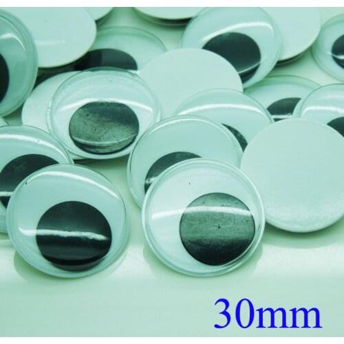 100pcs 30mm Self-adhesive Round Wiggly Wobbly Googly Plastic Doll Eyes For Doll Toy/Scrapbook Handmade DIY Crafts