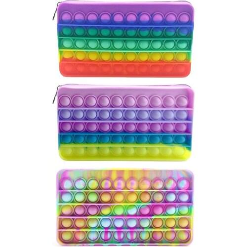 Silicone Push Bubble Fingertip Toys Pebcil Case Adults Children Sensory Decompression Toys Pencil Bag School Supplies