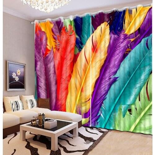 Modern 2019 3D Curtains Colored feather Curtains For Bedroom Living room Kitchen Hotel Blackout Curtains