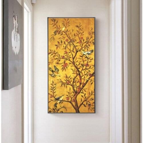 Traditional Fortune Tree and Birds Posters and Prints Wall Art Canvas Paintings on the Wall for Living Room Cuadros Decoration