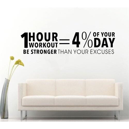 Workout Inspiring Quotes Decor Sticker Gym Vinyl Wall Decal Fitness Motivation Lettering Wall Art for Living Room Home Decor