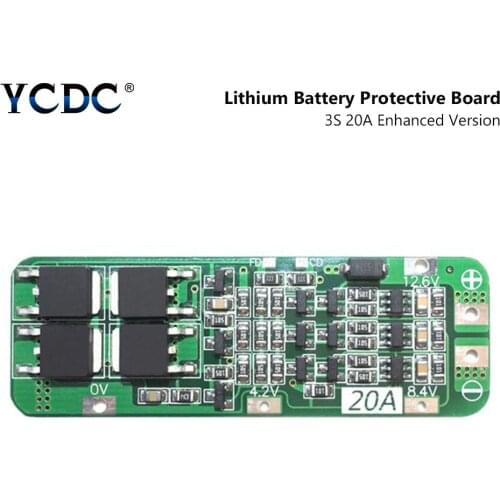 YCDC 3S 20A Li-ion Lithium Battery 18650 Charger Protection Board PCB BMS 12.6V Cell Charging Protecting Module Random Color
