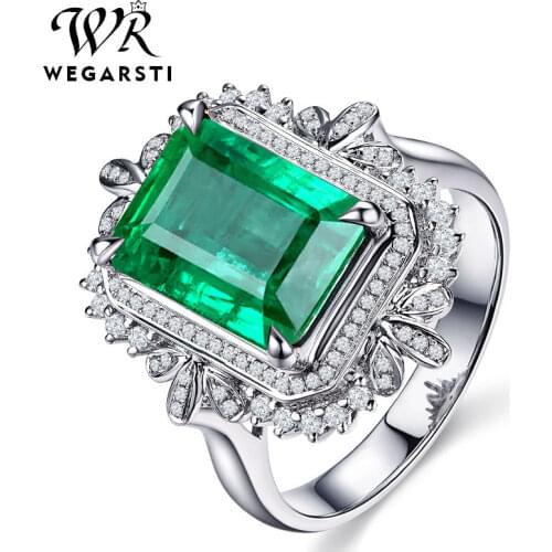 Anillos Yuzuk Hot Sale Created Nano Emerald Ring 925 Sterling Silver Rings For Women Engagement Ring Gemstonesn Fine Jewelry