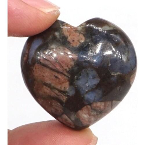 1.2" Puffy Love Heart Assorted Natural Texas Llanite Blue Opal Hand Carving Reiki Healing Energy Chakra Gift