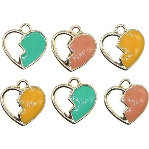 10pcs/lot 14*15mm Cute Heart Enamel Hollow out Heart Charms for DIY Earring Necklace Girls Jewelry Handmade Findings XL999