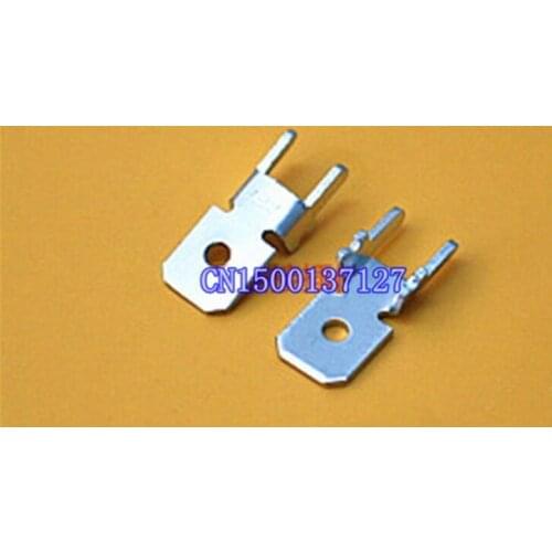 100pcs 6.3 Inserts Plug Spring Terminal PCB Solder lug type thickness 0.8 two legs,250 type PCB welding sheet