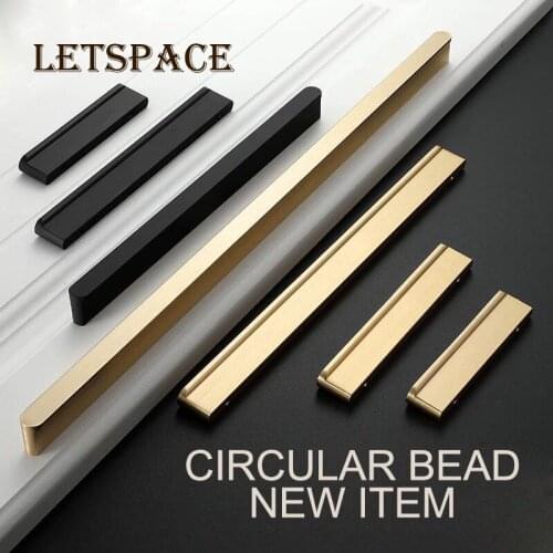 3.8"Modern simple cabinet door edge handle wardrobe drawer pull black hidden furniture handle Hardware kitchen cabinet knob 96mm