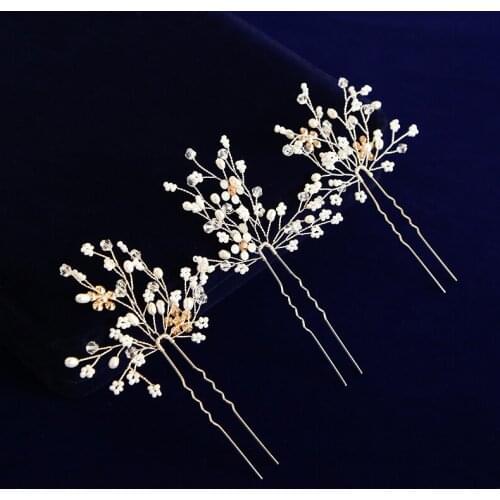 3 pics/lot Handmade Rhinestone Brides Hairpins Hair Sticks Wedding Hair Accessory
