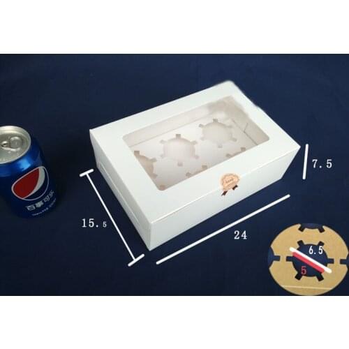 500pcs 24*15.5*7.5cm 6 Grid White/brown Kraft Paper Muffin Box For Candy/food/wedding/jewelry Gift Box Packaging Display Boxes